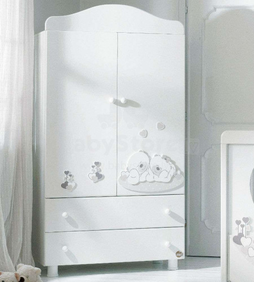 Baby Expert Sogno Armadio White/Dove Art.100346 Эксклюзивный двухстворчатый шкаф