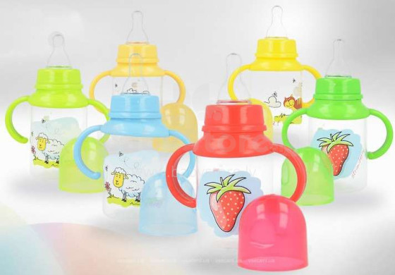 „Akuku Art.A0012“ puodelis, skirtas kūdikiams nuo 0 mėnesių amžiaus su minkštu dangteliu 125 ml