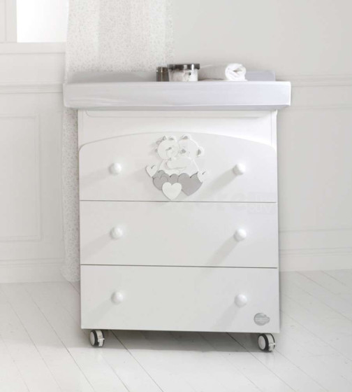 Baby Expert Bagnetto Tenerezze White/Silver Art.100753 Комод с ванночкой и пеленальной поверхностью