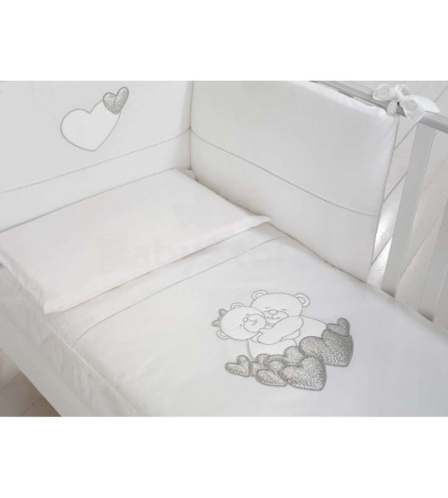 Baby Expert Tenerezze White/Silver Art.100755 Комплект изысканного детского постельного белья из 4-х частей