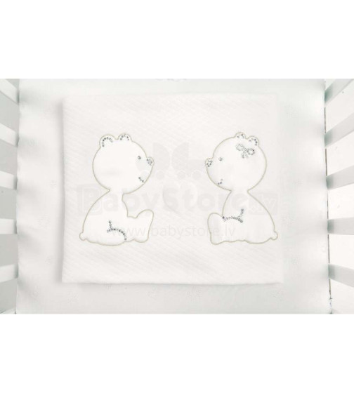 Baby Expert Blanket Cuore di Mamma White Art.100776 Детское изысканное одеяло с вышивкой и аппликацией 110x130 см