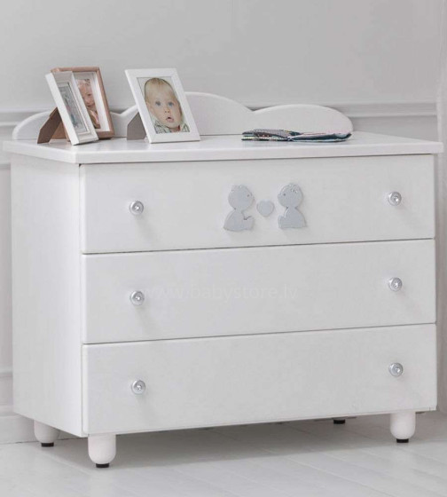 Baby Expert  Сuore di Mamma White Art.100788 Детский бельевой комод с кристаллами Swarovski