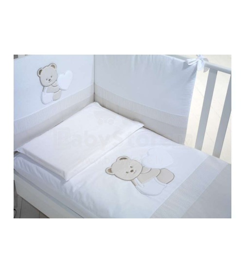 Baby Expert Balu White/Dove  Art.100807 Комплект изысканного детского постельного белья из 4-х частей