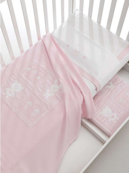 Erbesi Blanket Candy Pink Art.100847 Детское одеяло с вышивкой и аппликацией 110x130 см