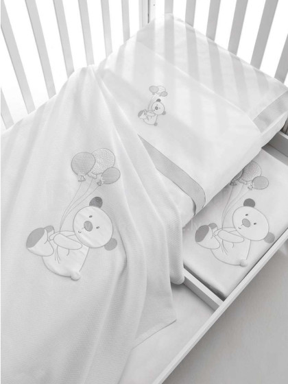 Erbesi Toby balta / pilka 100857 vaikų antklodė / antklodė su siuvinėjimu ir aplikacija 110x130 cm