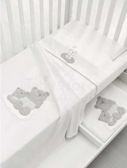 Erbesi Nuvola balta / pilka 100006 vaikų paklodė / antklodė su siuvinėjimu ir aplikacija 110x130 cm