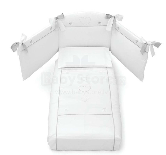 Erbesi Cuori White Art.101017 Детское изысканное постельное бельё из 3-х частей