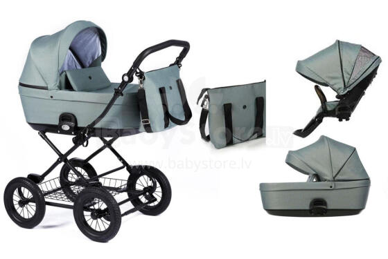 NordBaby Comfort Plus Art.101210 Washed Green  vežimėlis 2 viename (skandinaviškas)