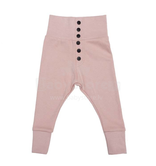 „Wooly“ organinės kelnės. Art. 010487 Dulkėtos rožinės vaikiškos medvilninės kelnės su plokščia diržu