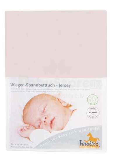 Pinolino Jersey Pink Art.540004-7 простынь на резиночке 90x55cм