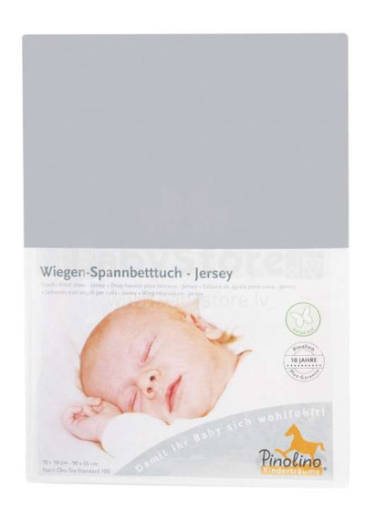 Pinolino Jersey Grey Art.540004-8 простынь на резиночке 90x55cм