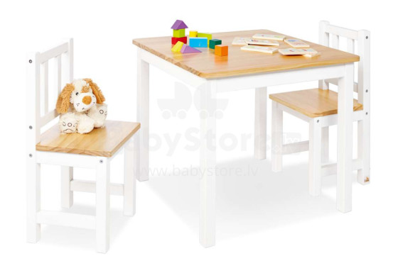 Pinolino Fenna Art.201434 Vaikų baldų komplektas iš beržo masyvo stalo ir 2 kėdžių