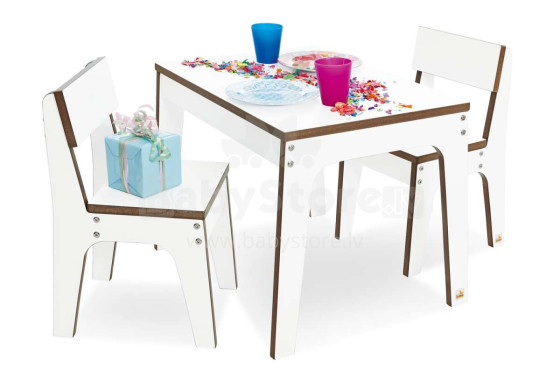 Pinolino Juno Art.203874 Vaikiškų baldų komplektas iš beržo masyvo stalo ir 2 kėdžių