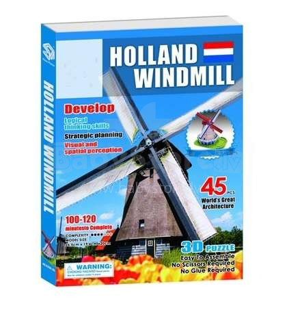 3D dėlionės magija-dėlionės menas. 293478 olandiškas vėjo malūnas