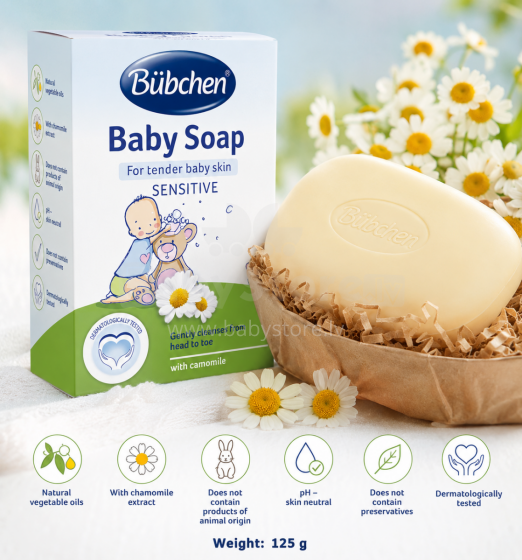 Bubchen Soap Art.TB63 with natural vegetable oils and chamomile extract 125g (ph neutral)