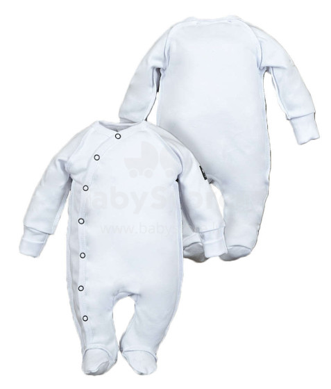 La Bebe™ NO Baby Romper Art.102452 White  Детские ползунки с длинным рукавом и закрытыми пяточками из чистого хлопка