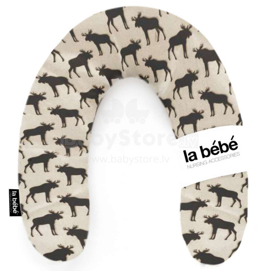 La Bebe ™ turtingos medvilnės slaugos motinystės pagalvė, art. 102707 Juodojo briedžio pasaga kūdikiui maitinti, miegoti, pasaga nėščioms moterims 30x175 cm