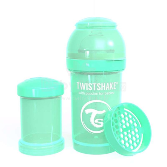 Twistshake Art.78251 Pastel Green  Бутылочка-шейкер для кормления 180 мл