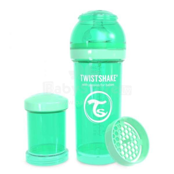 Twistshake Art.78257 Pastel Green   Бутылочка-шейкер для кормления 260 мл