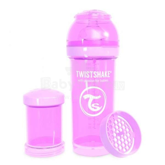„Twistshake  Art.78258“ pastelinis purpurinis anti-monetinis maitinimo butelis 260 ml