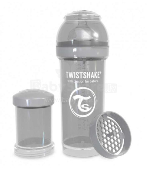 Twisthake Art.78260 Pastel Grey Anti-moneta maitinimo buteliukas 260 ml