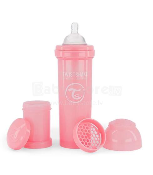 Twisthake Anti Colic Art. 78261 Pastelinis rožinis maitinimo buteliukas nuo monetų 330 ml