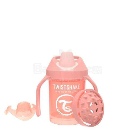 „Twistshake Mini“ puodelis „Art.78318“ pastelinis persikų butelis su snapeliu nuo 4 + mėn., 230 ml
