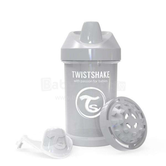 „Twistshake Crawler Cup“ 78278 pastelinis pilkas butelis su snapeliu nuo 8+ mėnesių, 300 ml