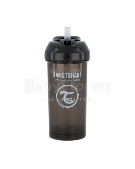 „Twistshake Straw Cup“ art. 103069 juodas butelis su šiaudais nuo 6 + mėnesių, 360 ml