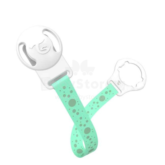 Twistshake Pacifier Clip Art.103107 Pastel Green  Pastelinės žalios spalvos ąžuolo grandinėlė (čiulptuko laikiklis) su segtuku
