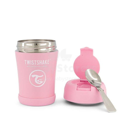 „Twistshake“ maisto konteineris 1033117 Pastelinis rožinis nerūdijančio plieno termosas, 350ml