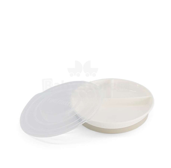 Twistshake Divided Plate Art.78177 White Тарелка пластмассовая с тремя отделениями и крыжкой