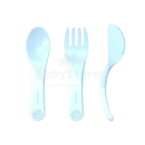 „Twistshake  Learn Cutlery Art“. 78200 Pastelinių mėlynų stalo įrankių rinkinys