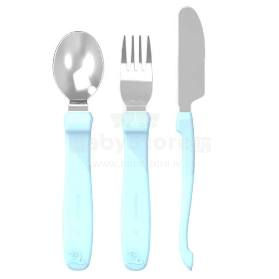 Twistshake Learn Cutlery Art.78210 Pastel Blue Столовые приборы из нержавеющей стали эргономичной формы