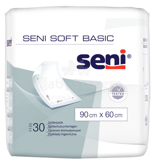 Seni Soft Basic Art.103316  Пеленки одноразовые впитывающие 30 шт. 90x60 см