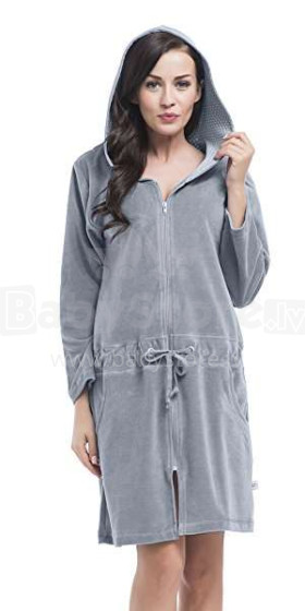 Dobranocka Art.1008 Dark Grey Велюровый халат на молнии для беременных