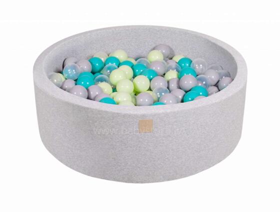 MeowBaby® Color Round Art. 104050 Pilkas džiunglių sausas baseinas su kamuoliukais (250vnt.)