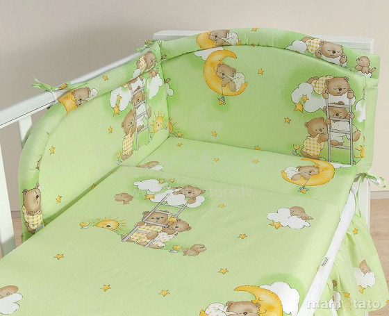 Mamo Tato Teddy Bears 2 Col.Green Kokvilnas gultas veļas komplekts no 2.daļām