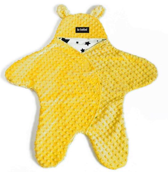 La bebe™ Minky+Cotton Art.104797 Yellow Kombinezons (konverts) mazulim automašīnas sēdeklim/ratiņiem ar rokturiem un kājām