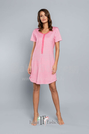 Italian Fashion Michalina Art.10481 Pink Хлопковая ночная рубашка для беременных/кормления с коротким рукавом