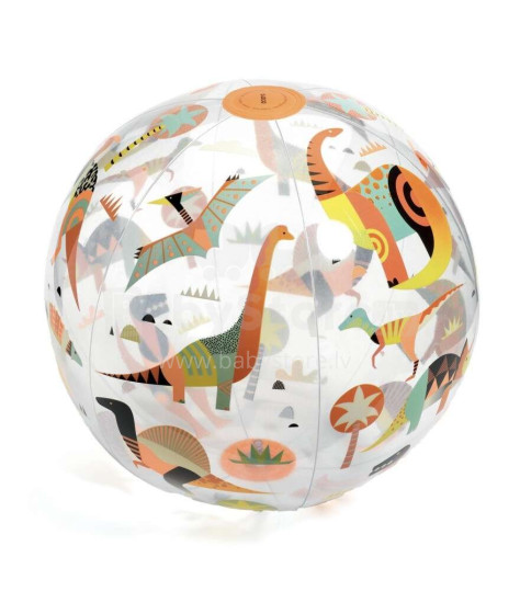 Djeco Ball Dino Art.DJ00174 Piepūšamā bumba ar fluorescējošām ilustrācijām
