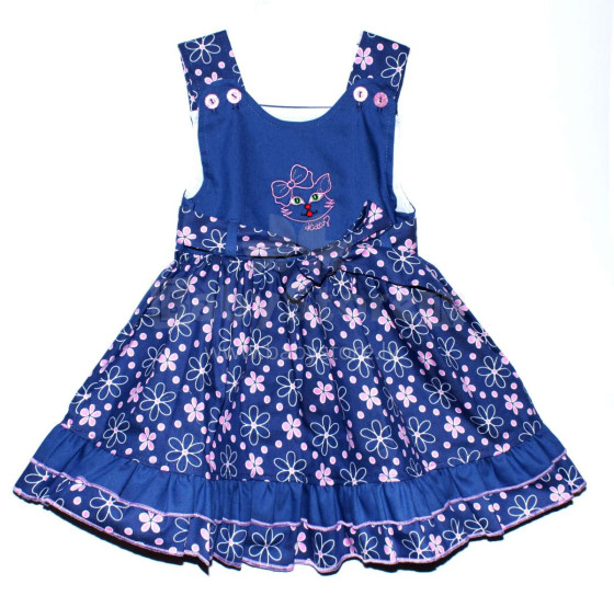 Tinex-NK Art.455107 Stilinga vaikiška suknelė Mėlyna su rausvomis gėlėmis