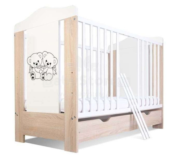 BoboBaby Ella Bears Art.22901 Light Oak 109  деткая кроватка для малышей  с ящиком 120х60см