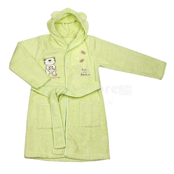 Eko Bathrobe Bear Art.SZL-02 Green Maigs un pūkains halāts ar kapuci