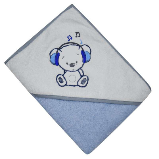 Eko Bear Art.OK-07 Blue Bērnu Frotē Dvielis ar kapuci 100x100cm