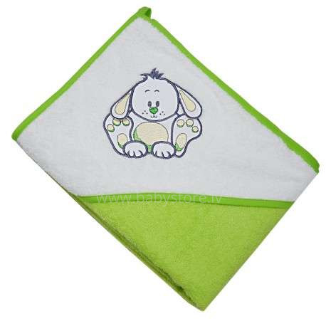 Eko Bunny Art.OK-08 Green Махровое полотенце с капюшоном 100 х100 см