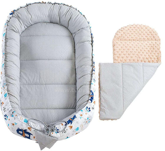 Minkinis „La Bebe ™“ slaugos menas. 106037 žvaigždžių lizdas - kokonelis naujagimiams „Babynest“
