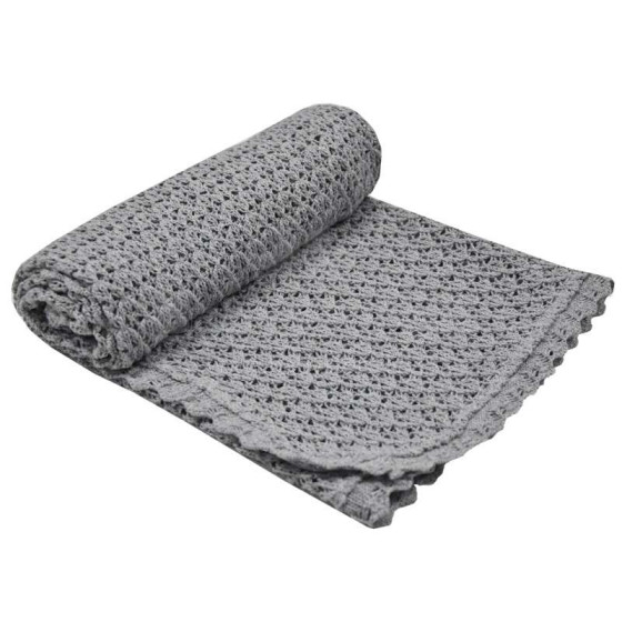 Eko Blanket Art.PLE-06 Grey Mīkstā kokvilnas sedziņa (plediņš) 90x90cm