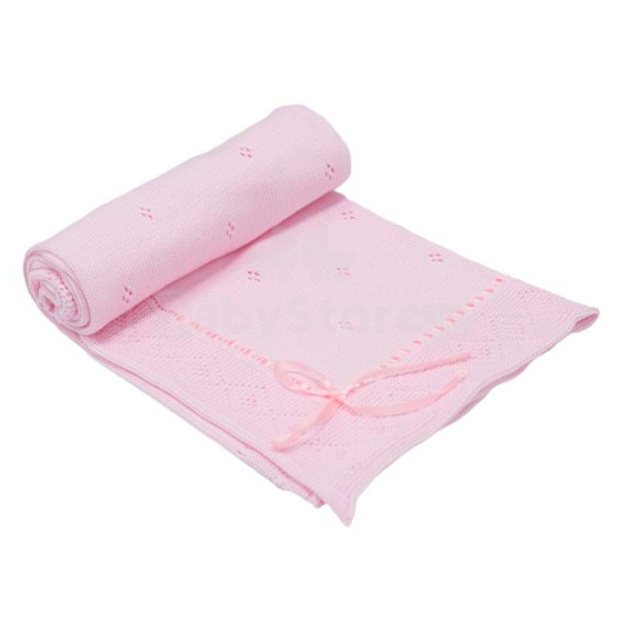 „Eko“ antklodė Art.PLE-07 Pink minkštos medvilnės antklodė (languota) 80x70cm