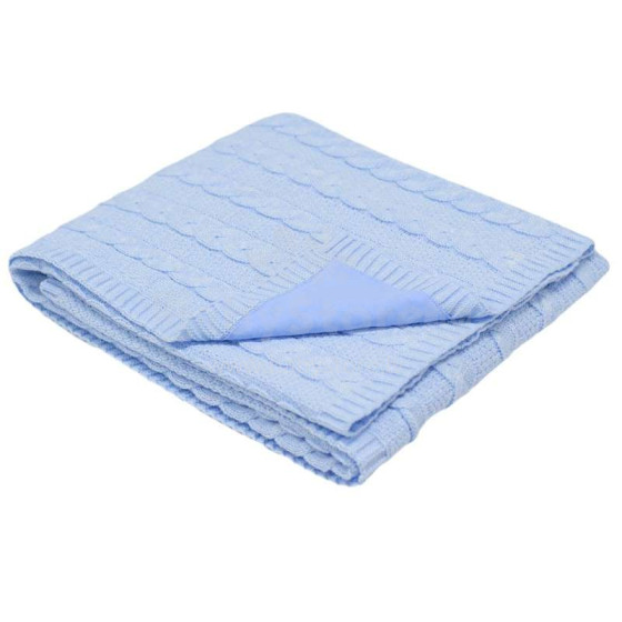 „Eko“ antklodė Art. PLLE-31 „Blue“ minkšta medvilninė antklodė (languota) 120x100cm